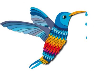le colibri qui fait sa part a été choisi comme emblème par les organistaeurs de la journée mondiale de l'eau 2023